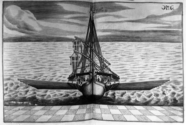 Front View of a Warship with Two Masts, Illustration from 